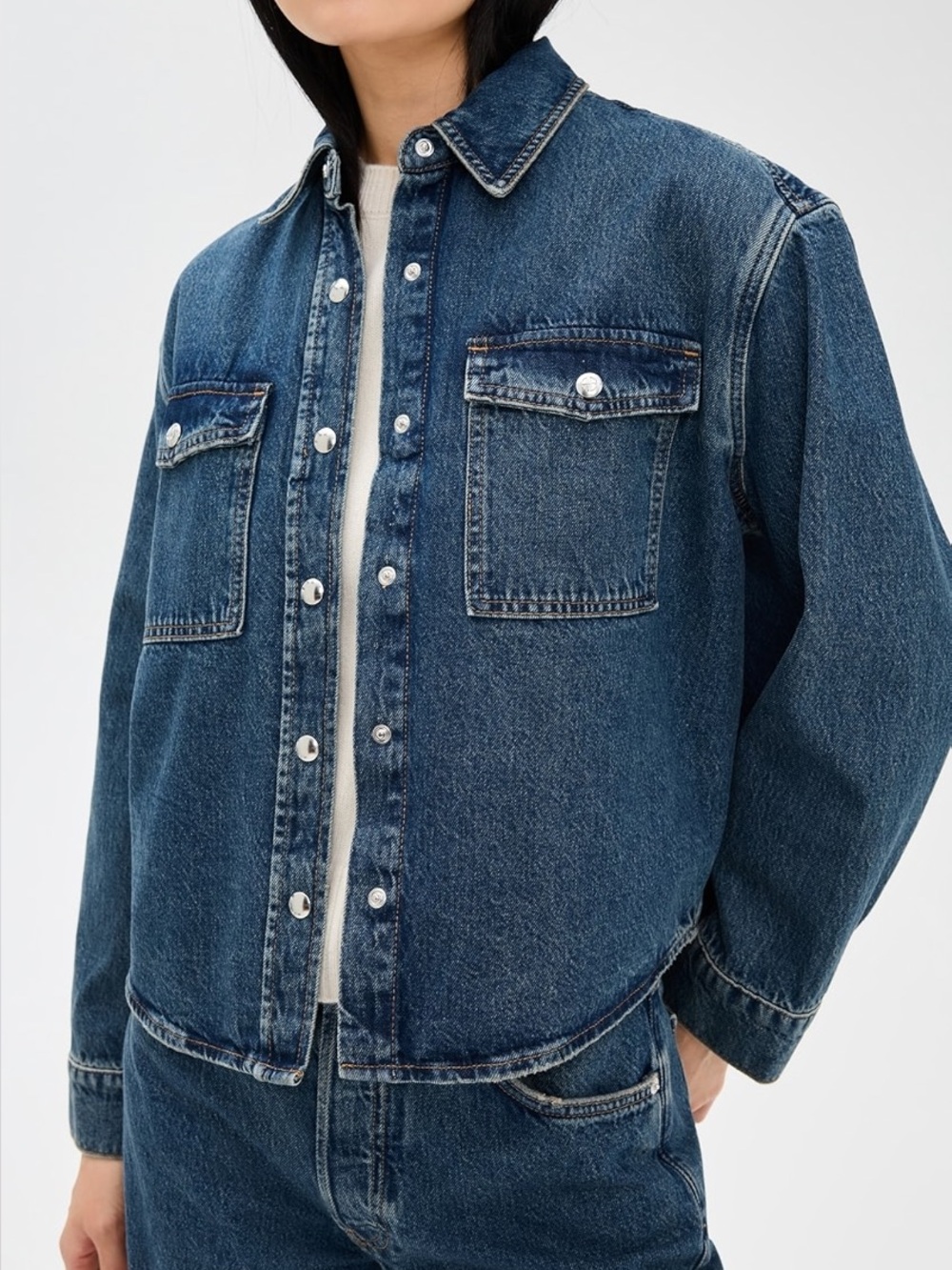 Anine Bing Denim Paxton Shirt in Sea Blue NWT